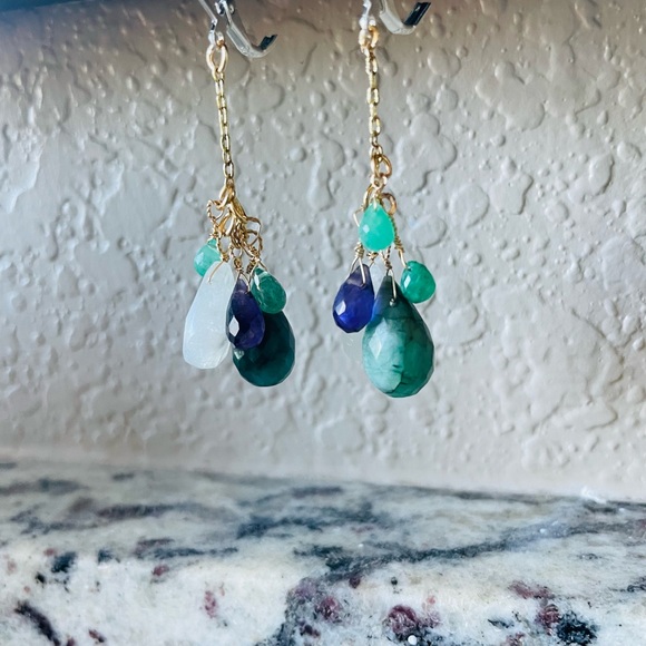 Sundance Emerald Amethyst moonstone earrings - Picture 6 of 7